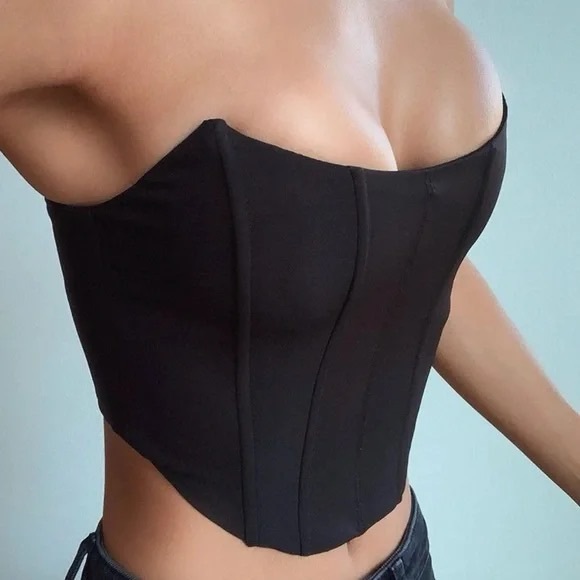 White Fox Boutique Tops - WhiteFox Black Bustier Top